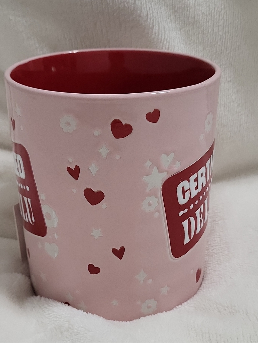 Certified Delulu Pink Ceramic Mug with Red Interior - Picture 4 of 11